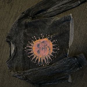 Rebellious one, cropped black sweatshirt with sun